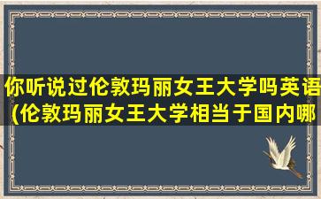 你听说过伦敦玛丽女王大学吗英语(伦敦玛丽女王大学相当于国内哪所大学)