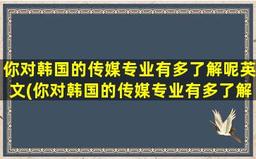 你对韩国的传媒专业有多了解呢英文(你对韩国的传媒专业有多了解呢英语翻译)