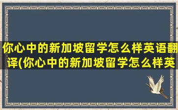 你心中的新加坡留学怎么样英语翻译(你心中的新加坡留学怎么样英文翻译)