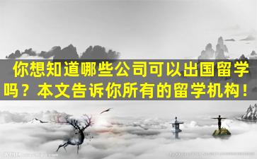 你想知道哪些公司可以出国留学吗？本文告诉你所有的留学机构！