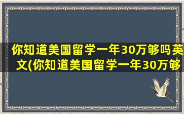 你知道美国留学一年30万够吗英文(你知道美国留学一年30万够吗英语翻译)