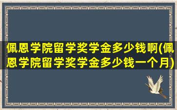 佩恩学院留学奖学金多少钱啊(佩恩学院留学奖学金多少钱一个月)