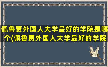 佩鲁贾外国人大学最好的学院是哪个(佩鲁贾外国人大学最好的学院是)