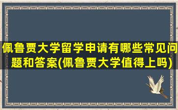 佩鲁贾大学留学申请有哪些常见问题和答案(佩鲁贾大学值得上吗)