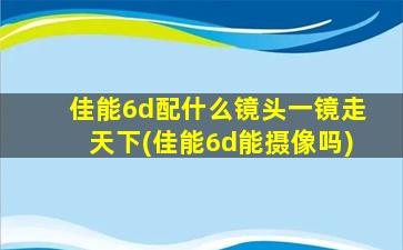 佳能6d配什么镜头一镜走天下(佳能6d能摄像吗)