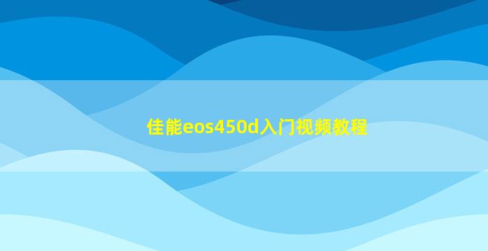 佳能eos450d入门视频教程