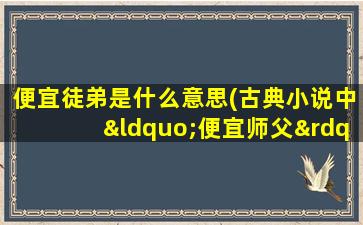 便宜徒弟是什么意思(古典小说中“便宜师父”是什么意思)