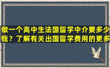 做一个高中生法国留学中介要多少钱？了解有关出国留学费用的更多信息