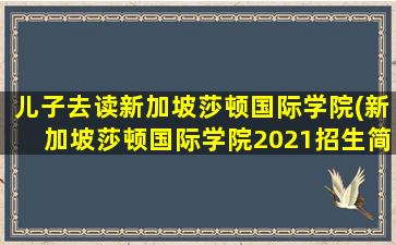 儿子去读新加坡莎顿国际学院(新加坡莎顿国际学院2021招生简章)