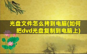 光盘文件怎么拷到电脑(如何把dvd光盘复制到电脑上)