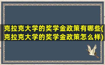 克拉克大学的奖学金政策有哪些(克拉克大学的奖学金政策怎么样)