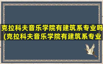 克拉科夫音乐学院有建筑系专业吗(克拉科夫音乐学院有建筑系专业吗多少分)