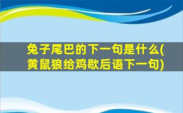 兔子尾巴的下一句是什么(黄鼠狼给鸡歇后语下一句)