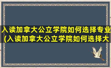 入读加拿大公立学院如何选择专业(入读加拿大公立学院如何选择大学)