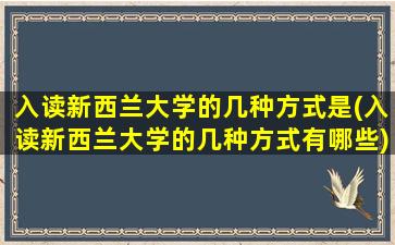 入读新西兰大学的几种方式是(入读新西兰大学的几种方式有哪些)