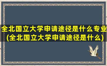 全北国立大学申请途径是什么专业(全北国立大学申请途径是什么)