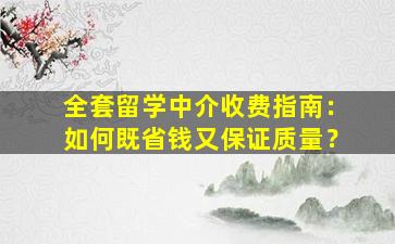 全套留学中介收费指南：如何既省钱又保证质量？