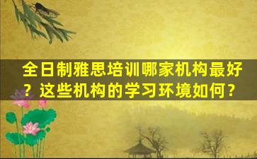 全日制雅思培训哪家机构最好？这些机构的学习环境如何？