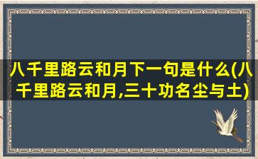 八千里路云和月下一句是什么(八千里路云和月,三十功名尘与土)