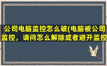 公司电脑监控怎么破(电脑被公司监控，请问怎么解除或者避开监控)