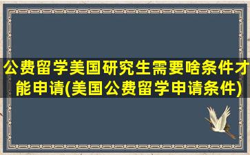 公费留学美国研究生需要啥条件才能申请(美国公费留学申请条件)