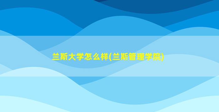 兰斯大学怎么样(兰斯管理学院)