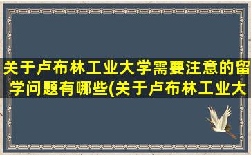 关于卢布林工业大学需要注意的留学问题有哪些(关于卢布林工业大学需要注意的留学问题包括)