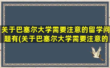 关于巴塞尔大学需要注意的留学问题有(关于巴塞尔大学需要注意的留学问题)