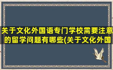 关于文化外国语专门学校需要注意的留学问题有哪些(关于文化外国语专门学校需要注意的留学问题)