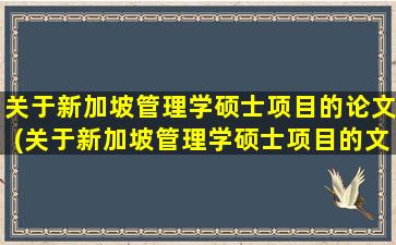 关于新加坡管理学硕士项目的论文(关于新加坡管理学硕士项目的文章)