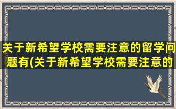 关于新希望学校需要注意的留学问题有(关于新希望学校需要注意的留学问题英语作文)