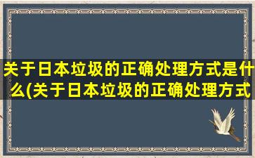 关于日本垃圾的正确处理方式是什么(关于日本垃圾的正确处理方式有哪些)