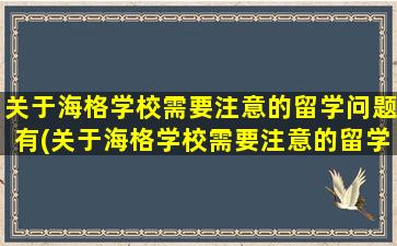 关于海格学校需要注意的留学问题有(关于海格学校需要注意的留学问题)