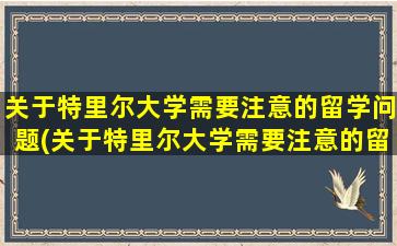 关于特里尔大学需要注意的留学问题(关于特里尔大学需要注意的留学问题有)