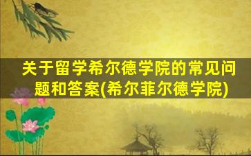 关于留学希尔德学院的常见问题和答案(希尔菲尔德学院)