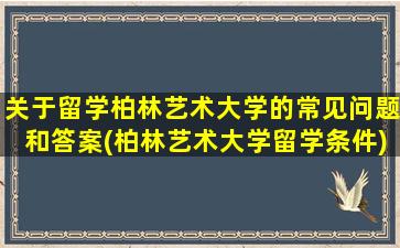 关于留学柏林艺术大学的常见问题和答案(柏林艺术大学留学条件)