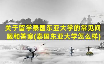 关于留学泰国东亚大学的常见问题和答案(泰国东亚大学怎么样)