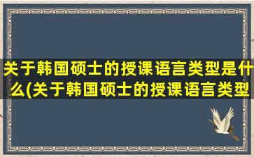 关于韩国硕士的授课语言类型是什么(关于韩国硕士的授课语言类型是)