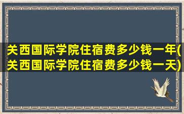 关西国际学院住宿费多少钱一年(关西国际学院住宿费多少钱一天)