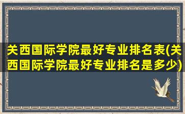 关西国际学院最好专业排名表(关西国际学院最好专业排名是多少)