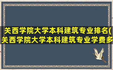 关西学院大学本科建筑专业排名(关西学院大学本科建筑专业学费多少)