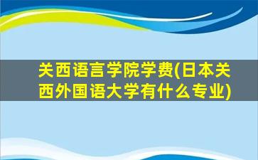 关西语言学院学费(日本关西外国语大学有什么专业)