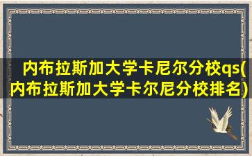 内布拉斯加大学卡尼尔分校qs(内布拉斯加大学卡尔尼分校排名)