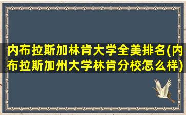 内布拉斯加林肯大学全美排名(内布拉斯加州大学林肯分校怎么样)