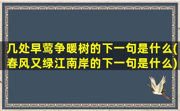 几处早莺争暖树的下一句是什么(春风又绿江南岸的下一句是什么)