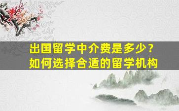 出国留学中介费是多少？如何选择合适的留学机构