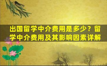 出国留学中介费用是多少？留学中介费用及其影响因素详解