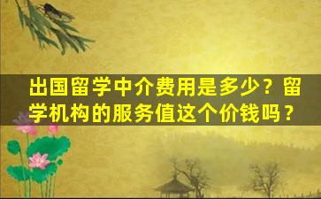 出国留学中介费用是多少？留学机构的服务值这个价钱吗？