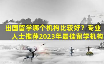 出国留学哪个机构比较好？专业人士推荐2023年最佳留学机构