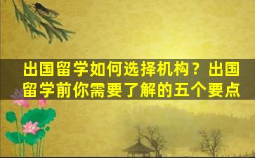 出国留学如何选择机构？出国留学前你需要了解的五个要点